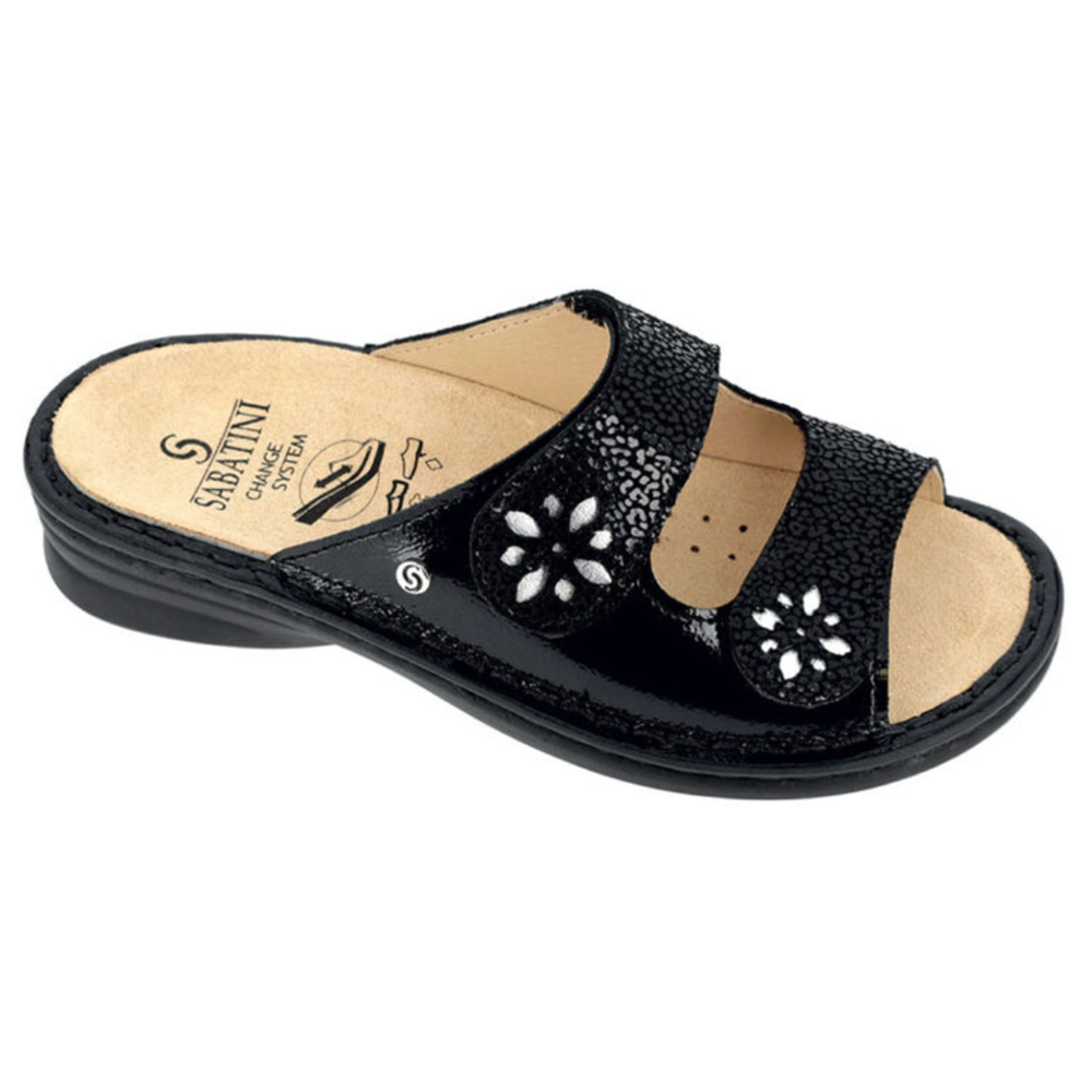 Sabatini Alma Sandal Nero Micro/Naplack (Women's) | Mar-Lou Shoes