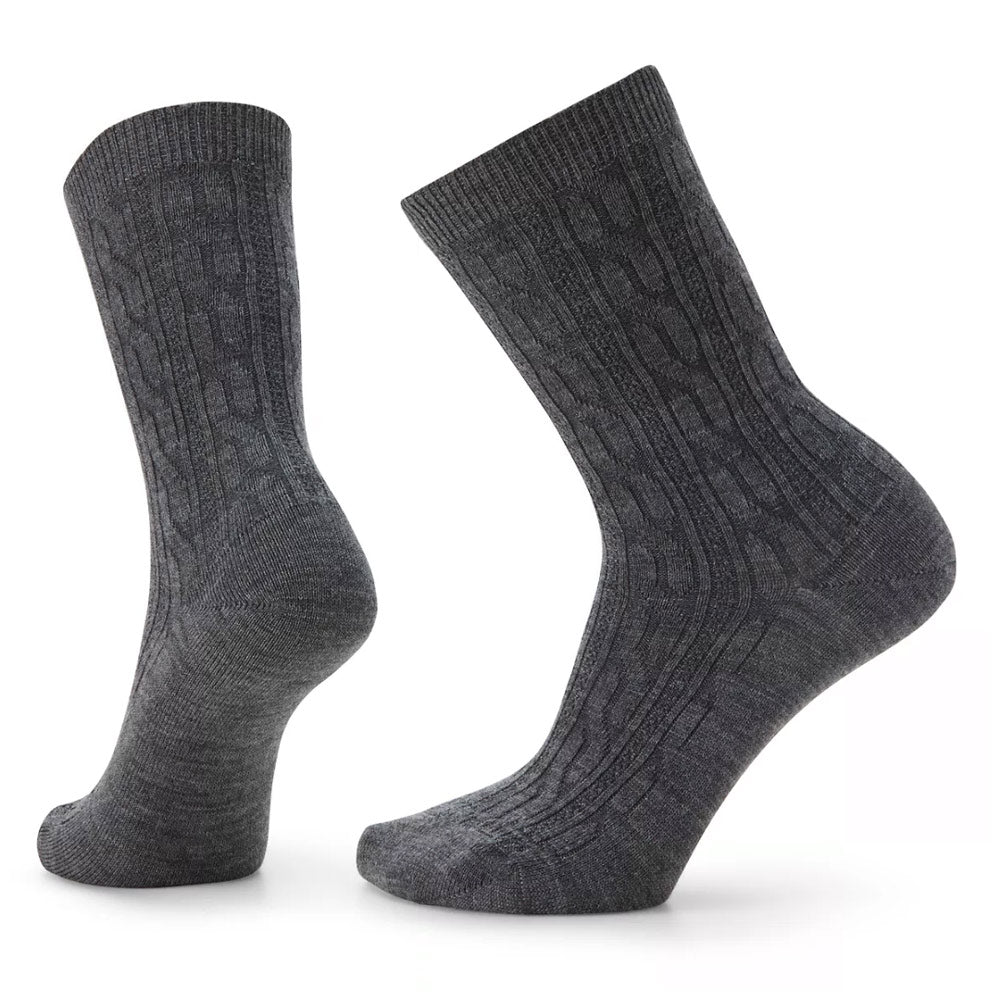 Smartwool Everyday Cable Zero Cushion Crew Socks Medium Gray (Women's) | Mar-Lou Shoes