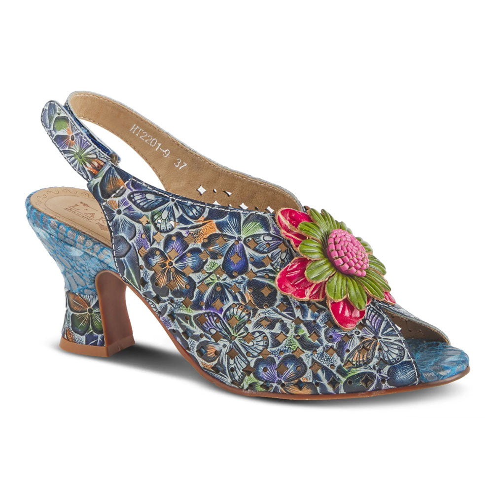 L'Artiste By Spring Step Arautre Slingback Navy Multi Leather (Women's) | Mar-Lou Shoes