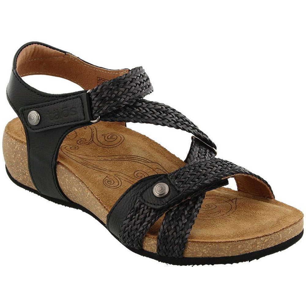 Taos Trulie Sandal in Black Leather at Mar-Lou Shoes