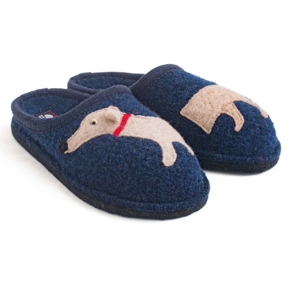 Haflinger Doggy Captains Slipper Blue (Women's) | Mar-Lou Shoes