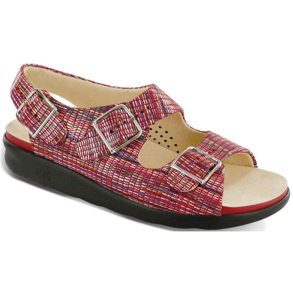 SAS Relaxed Sandal in Rainbow Red Leather at Mar-Lou Shoes