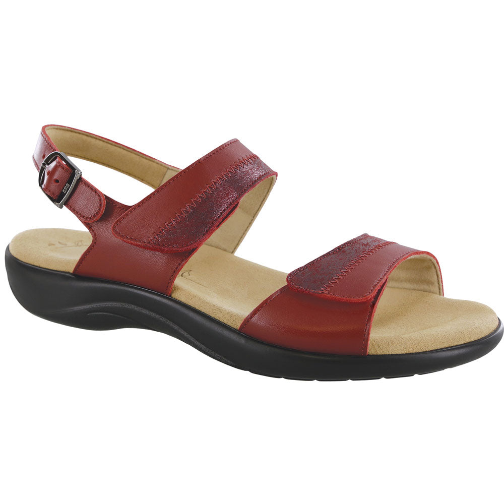 SAS Nudu Sandal in Ruby/Cabernet Leather at Mar-Lou Shoes